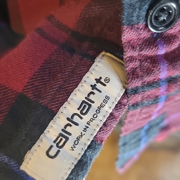 carhartt work in progress flannel Shirt Woman Size S - Picture 3 of 5
